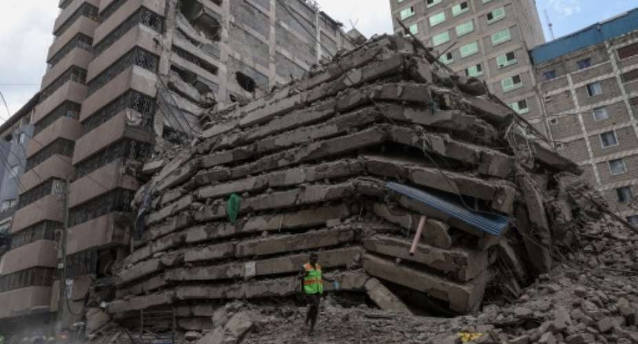A tall building in Nairobi has collapsed while under construction.  By Tony Karumba (AFP)