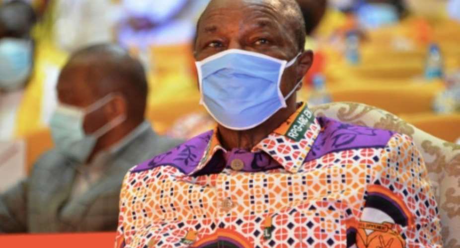 A third term? Guinean President Alpha Conde, pictured at a party convention in August.  By CELLOU BINANI AFPFile
