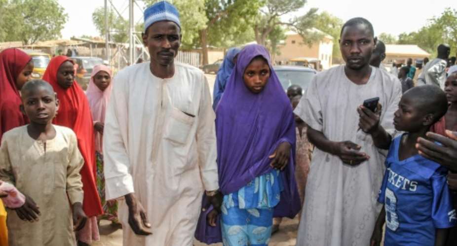 A total of 104 of the 110 students seized from a school in Dapchi on February 19 were released.  By - AFPFile