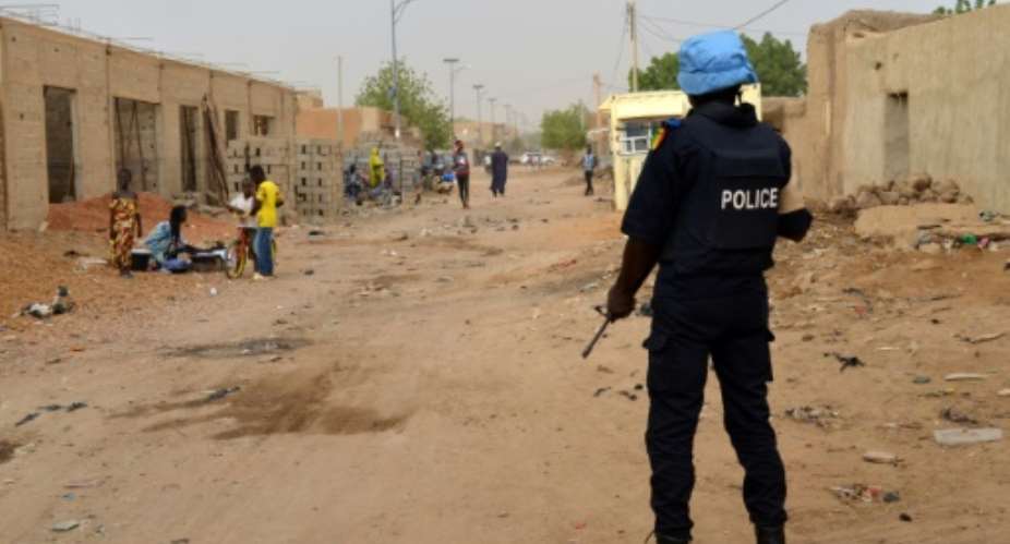 A UN peacekeeper from Senegal patrols the streets of Gao in northern Mali.  By Souleymane Ag Anara (AFP/File)