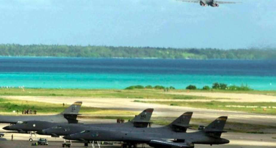 A US Air Force B-1B bomber takes off from the Diego Garcia military base in 2001.  By - (DoD/AFP)