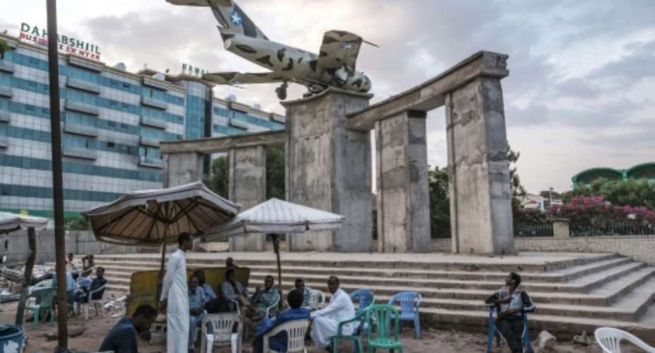 A warplane relic serves as a monument to the armed struggle for independence in Somaliland.  By EDUARDO SOTERAS AFP