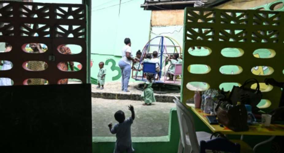 Abidjans Cocovico market opened a nursery for the children of stallholders three years ago.  By Issouf SANOGO (AFP)