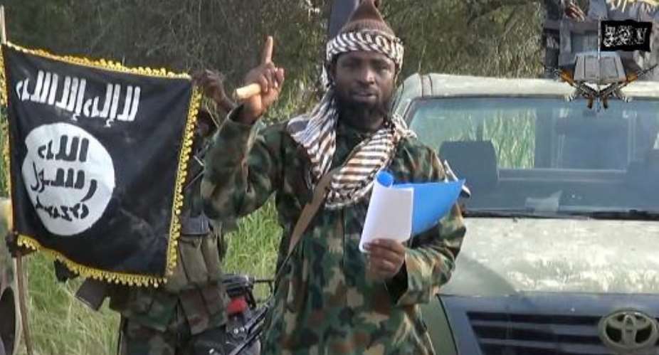 Boko Haram leader Abubakar Shekau is seen in a video obtained by AFP on October 2, 2014.  By  Boko HaramAFP