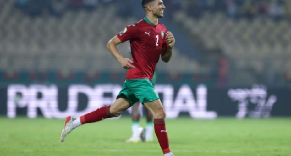 Achraf Hakimi scored his second goal in as many games for Morocco at the Africa Cup of Nations.  By Kenzo Tribouillard AFP