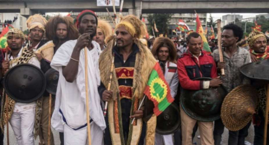 Activists say the clashes in western Ethiopia were between students from the Oromo ethnic group, seen here in a celebration earlier in the year, and students from the Amhara ethnic group.  By Yonas TADESSE AFP