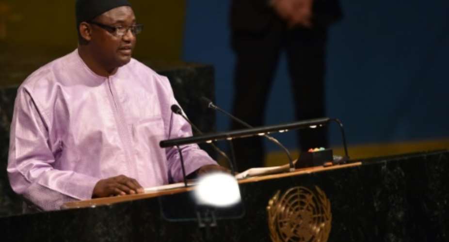 Adama Barrow took over as president of Gambia after longtime leader Yahya Jammeh went into exile amid the threat of a regional military intervention having lost a 2016 presidential election.  By HECTOR RETAMAL AFPFile