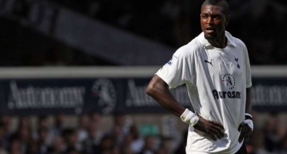Tottenham striker Emmanuel Adebayor.  By Adrian Dennis AFPFile