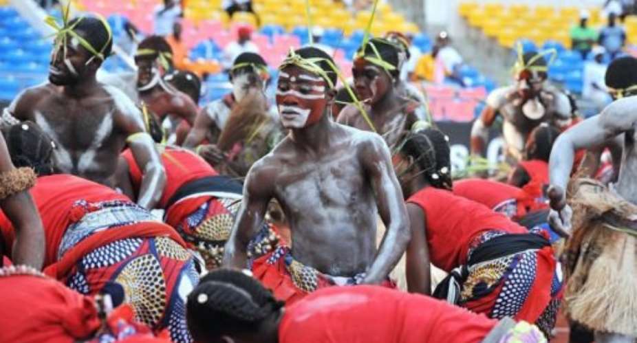 Dancers perform before the African Cup of Nations final.  By Issouf Sanogo AFP