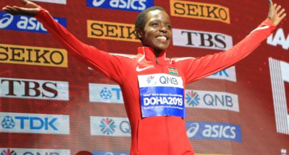 Agnes Tirop was described as a 'jewel' and a rising star in Kenyan athletics.  By MUSTAFA ABUMUNES AFPFile