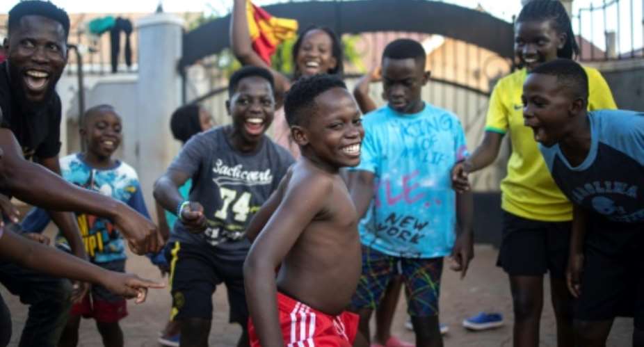 Akram Muyanja centre is a member of the Ghetto Kids troupe that has enchanted viewers of Britain's Got Talent.  By Stuart Tibaweswa AFPFile