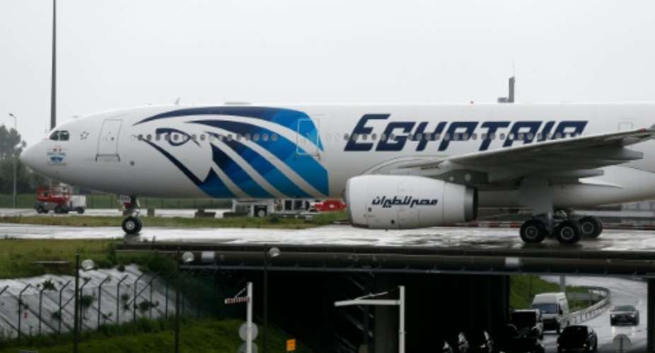 An Egyptair Airbus A330 from Cairo taxiing at the Roissy-Charles De Gaulle airport near Paris on May 19, 2016.  By Thomas Samson AFPFile