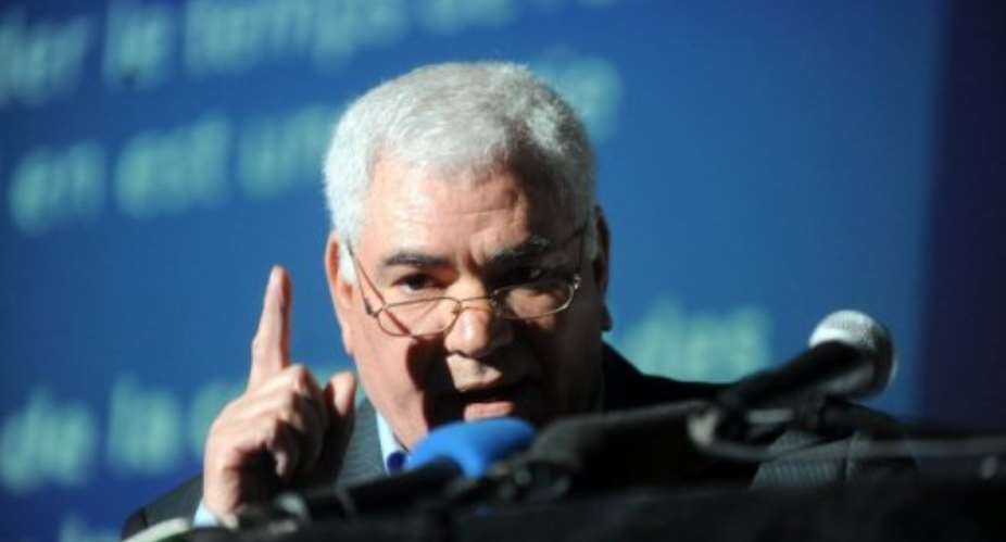 The Socialist Forces Fronts Ali Laskri speaks at the opening of a party convention in Algiers on February 17, 2012.  By Farouk Batiche (AFP/File)