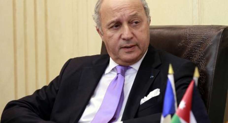 File picture shows French Foreign Minister Laurent Fabius ahead of a joint press conference with = his Jordanian counterpart Nasser Judeh unseen in Amman, on July 19, 2014.  By Khalil Mazraawi AFPFile