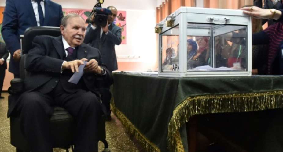 Algerian President Abdelaziz Bouteflika casting his ballot during parliamentary elections in 2017.  By RYAD KRAMDI AFPFile