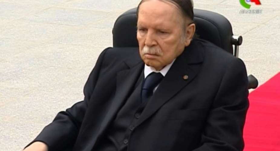 Algerian President Abdelaziz Bouteflika, pictured in 2106, appeared on television receiving Algeria's minister for African Union and Arab League affairs.  By  Canal AlgeireAFPFile