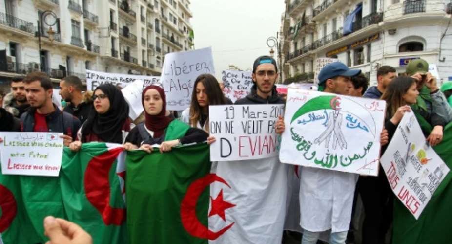 Algerians have been protesting since last month, calling on Bouteflika to quit.  By STRINGER AFP