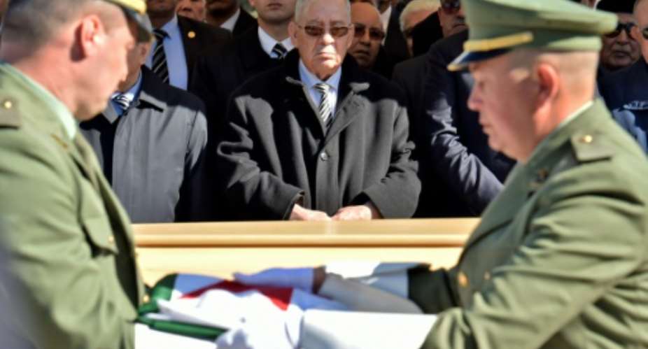 Algeria's armed forces chief Ahmed Gaid Salah centre has emerged as a de facto strongman since long-serving president Abdelaziz Bouteflika stepped down on April 2 in the face of massive protests..  By RYAD KRAMDI AFPFile