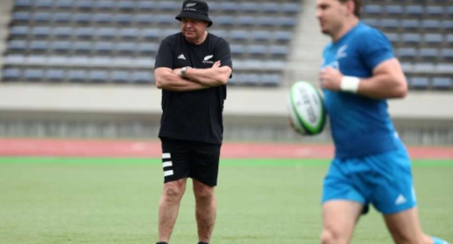 All Blacks coach Steve Hansen oversees a training session in Japan ahead of their opening match against South Africa on Saturday.  By Behrouz MEHRI AFP