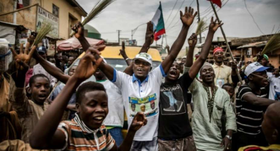 Already in February supporters Muhammadu Buhari celebrated his re-election as Nigerian president in Kano, as the opposition cried foul.  By Luis TATO AFP