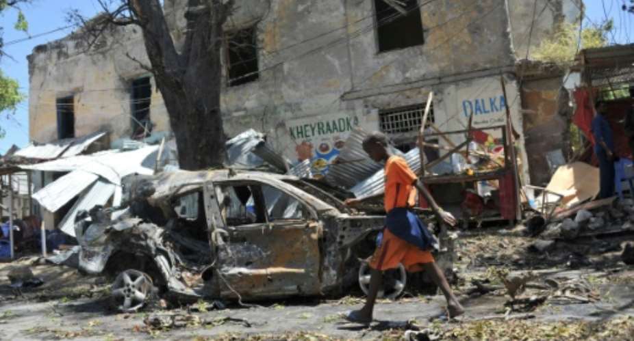 Al-Shabaab remains the key threat to peace in Somalia, carrying out attacks like this car bombing in Mogadishu on March 7, 2019, which left four people dead.  By Mohamed ABDIWAHAB AFPFile