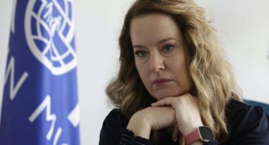 Amy Pope, director general of the International Organization for Migration.  By Abdel Majid BZIOUAT (AFP/File)