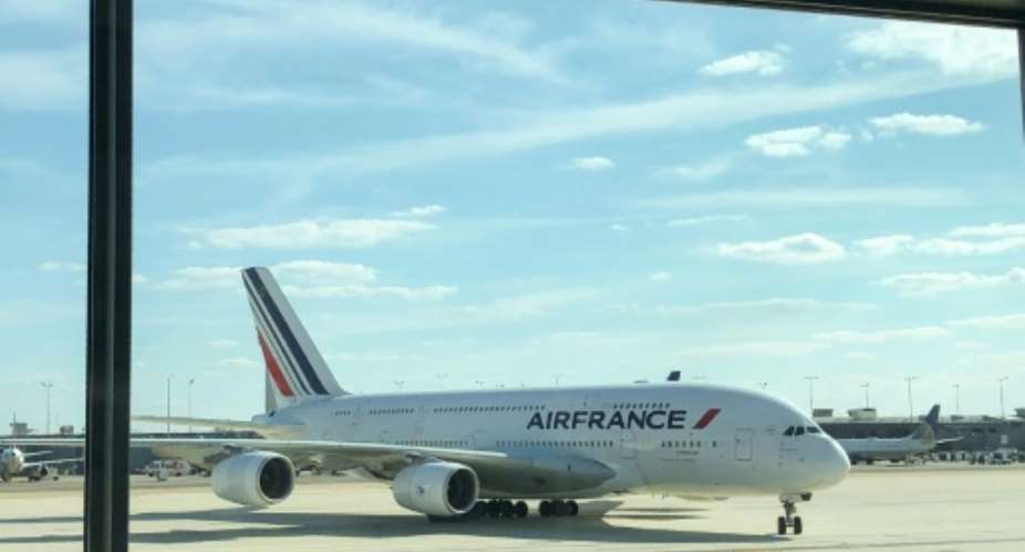 An Air France Airbus A380 en route to Paris from the Ivory Coast capital Abidjan was forced to return after it blew an engine..  By Daniel SLIM AFP