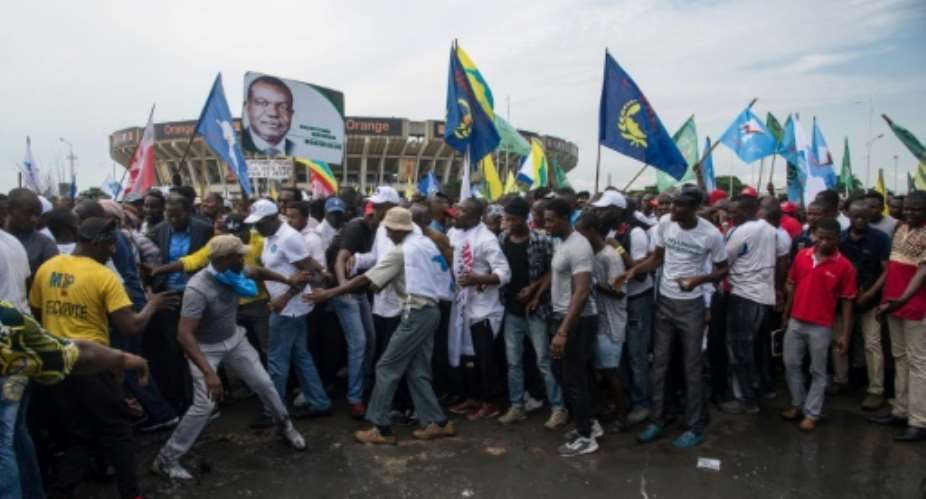 An opposition protest against the electoral process in Kinshasa on October 26. Many foes of the regime fear rigged polls in December.  By Junior D. KANNAH AFPFile