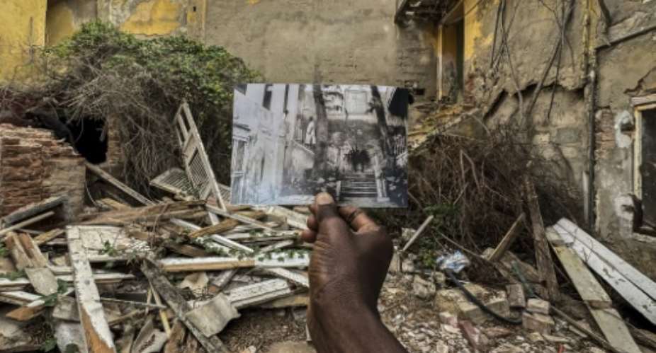 An undated photograph of the Maurel and Prom building used to detain enslaved people, in Saint-Louis, Senegal.  By PATRICK MEINHARDT (AFP)