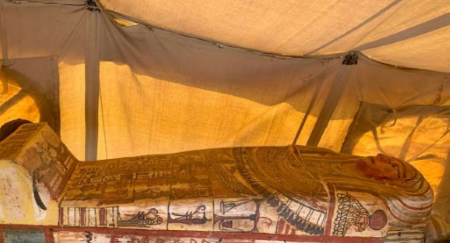 Archaeologists in Egypt found 14 coffins from around 2,500 BC, following 13 found last week, all at the desert necropolis of Saqqara.  By - Egyptian Ministry of AntiquitiesAFP