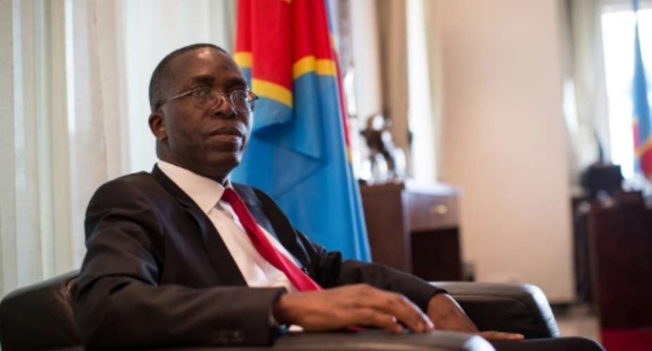 Augustin Matata Ponyo, then Democratic Republic of Congo prime minister, pictured during an interview in Kinshasa on April 13, 2015.  By Federico Scoppa (AFP/File)