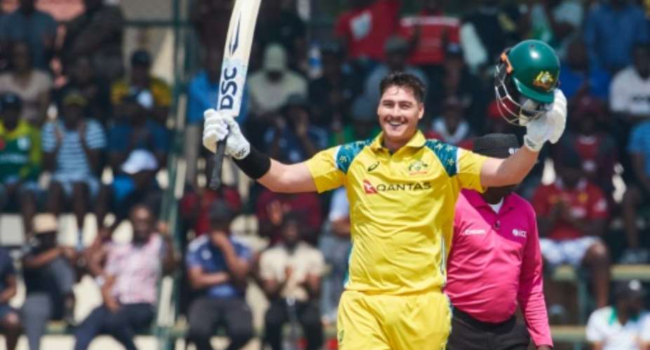 Australian batter Matt Renshaw celebrates his second international century in Harare, almost 10 years after his first.  By Jekesai NJIKIZANA (AFP)