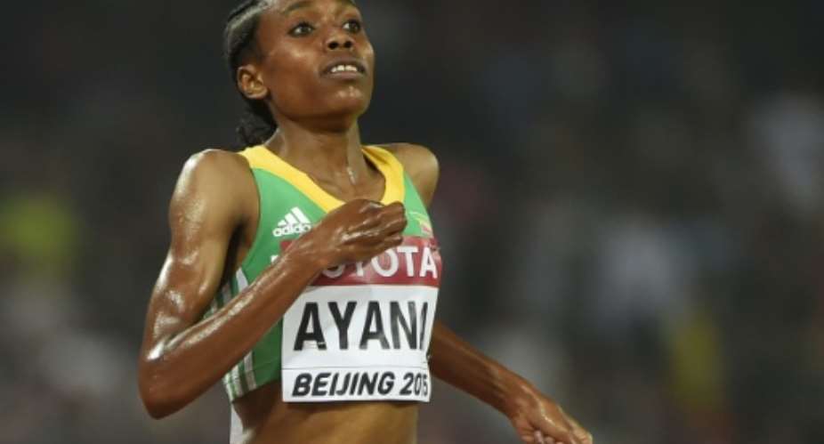 Ethiopia's Almaz Ayana competes in the final of the women's 5000 metres athletics event at the 2015 IAAF World Championships at the Bird's Nest National Stadium in Beijing on August 30, 2015.  By Olivier Morin AFPFile