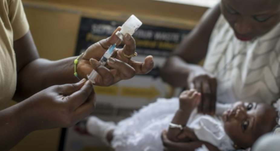 Babies were Ghana's first malaria vaccine recipients last month in the southern town of Cape Coast.  By CRISTINA ALDEHUELA AFP