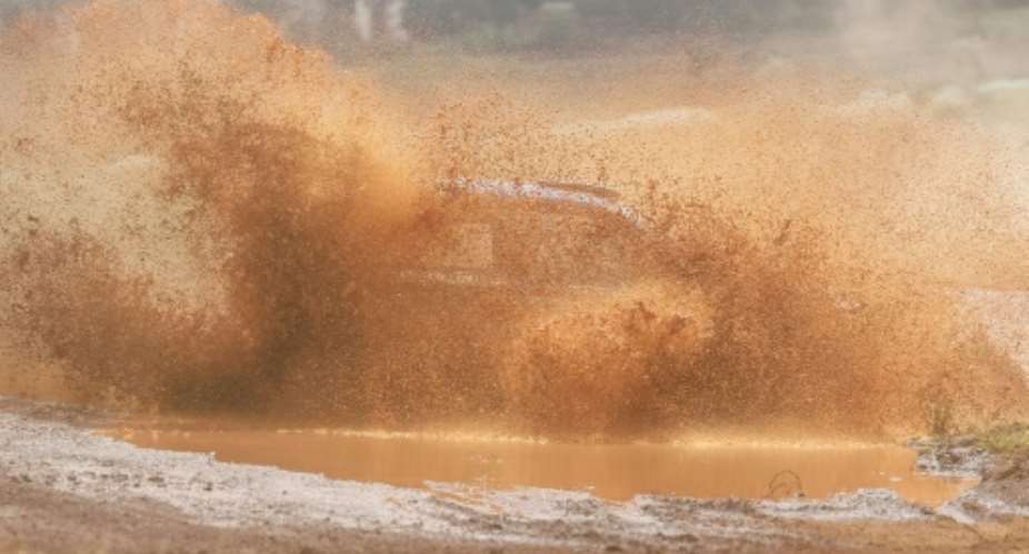 Belgian Thierry Neuville of Hyundai leads after day one of the Safari Rally Kenya which takes place this year during the rainy season.  By SIMON MAINA AFP