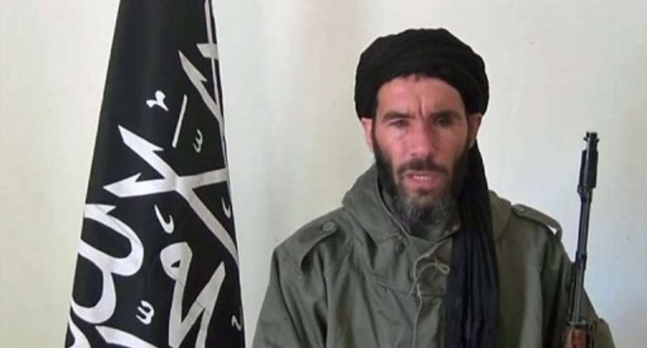 An undated grab from a video obtained by ANI Mauritanian news agency reportedly shows Mokhtar Belmokhtar.  By  (ANI/AFP/File)