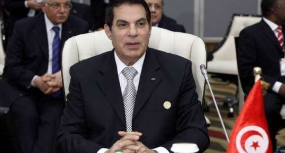 A Tunis court sentenced ousted Tunisian president Zine el Abidine Ben Ali, seen here in 2010, in his absence to 15 years.  By Mahmud Turkia (AFP/File)