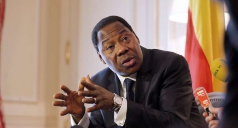Benin's President Thomas Boni Yayi, on February 7, 2013, in Paris, as part of a state visit to France.  By Francois Guillot AFPFile
