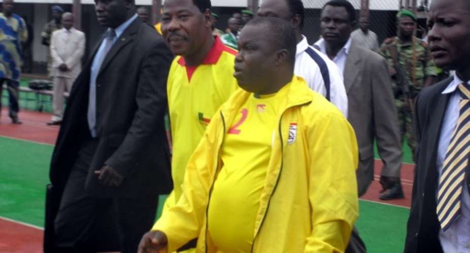 Benin's former Football Federation president Anjorin Moucharafou C, pictured 2007, was arrested by members of the police for a case under investigation and relating to a theft of sports equipment.  By FIACRE VIDJINGNINOU AFPFile