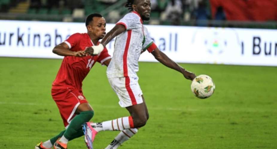 Bertrand Traore (R) scored as Burkina Faso beat Burundi 2-0 to qualify for the 2025 Africa Cup of Nations finals..  By Issouf SANOGO (AFP)