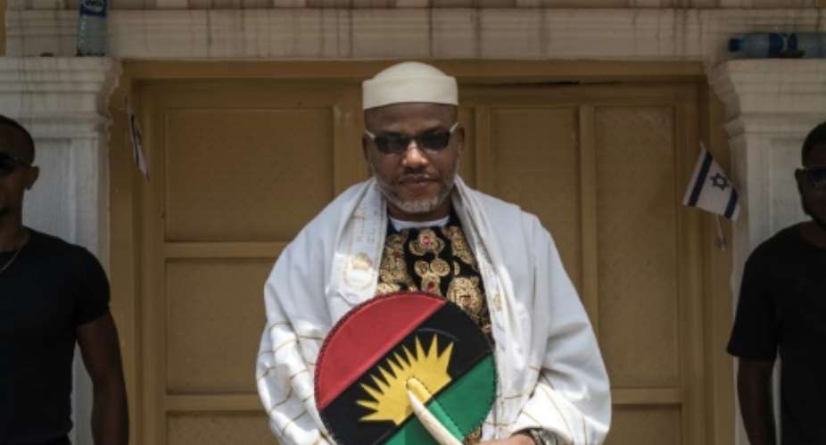 Biafran separatist leader Nnamdi Kanu is charged with treason afterpushing for a separate homeland for the Igbo people of southeast Nigeria.  By STEFAN HEUNIS AFPFile