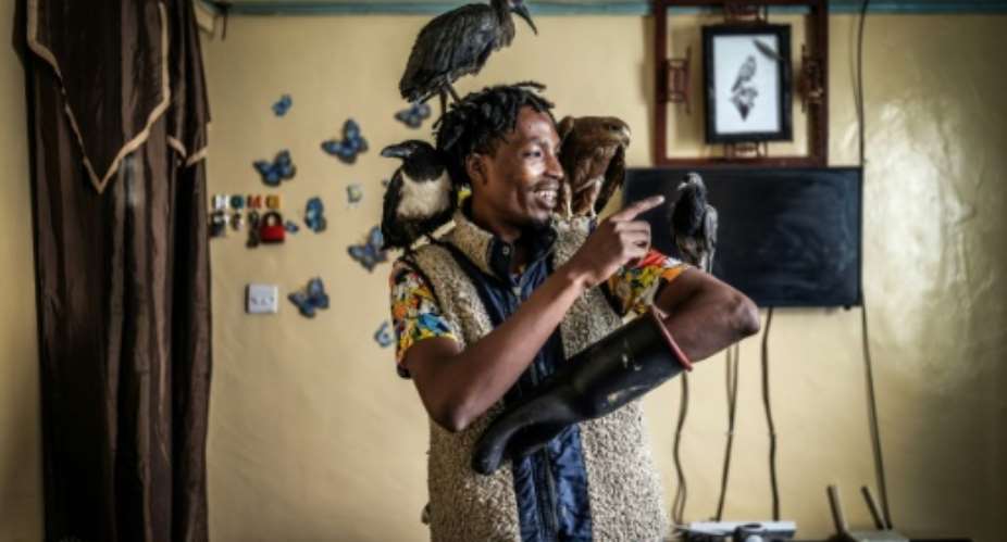 Birdman Rodgers Oloo Magutha has become an internet hit.  By Luis TATO (AFP)