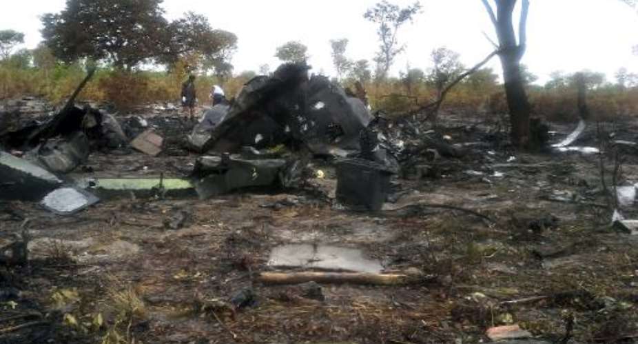 Burnt wreckage of a Mozambican Airlines plane on November 30, 2013 at the site of its crash in Namibia's Bwabwata National Park.  By - Namibian policeAFP