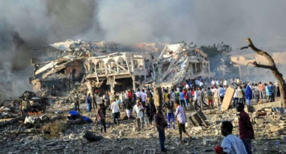 Blast: A truck bomb in Mogadishu in October 2017.  By Mohamed ABDIWAHAB AFP