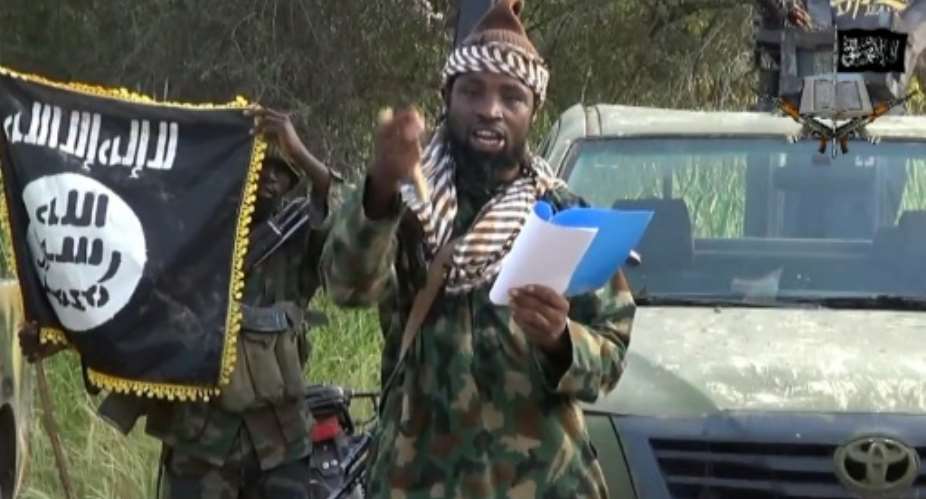 A video image of Abubakar Shekau, leader of the Nigerian Islamist extremist group Boko Haram, which has carried out deadly attacks in the country's northeast as well as parts of Cameroon, Niger and Chad.  By - Boko HaramAFPFile