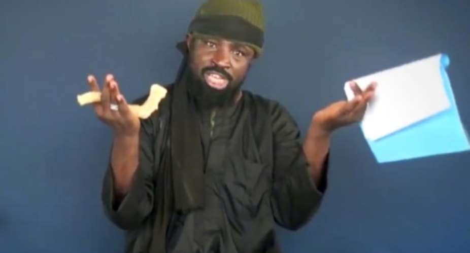 This screen grab image taken on February 18, 2015 from a video made available by Islamist group Boko Haram shows Boko Haram leader Abubakar Shekau making a statement at an undisclosed location.  By  Boko HaramAFPFile