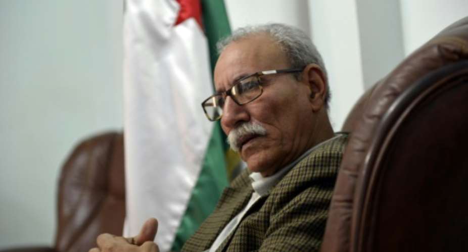 Brahim Ghali, Polisario secretary general and president of the self-proclaimed Sahrawi Arabic Democratic Republic, delivers a speech on July 9, 2016.  By Farouk Batiche AFPFile
