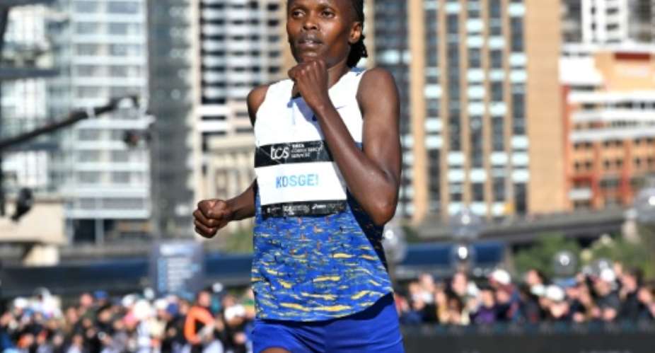 Brigid Kosgei finished second in the 2025 Sydney Marathon.  By Saeed KHAN (AFP/File)
