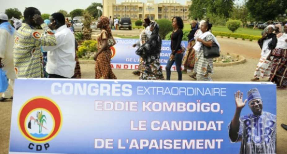 Supporters of the CDP Party arrive for a party congress on July 11, 2015 in Ouagadougou.  By Ahmed Ouoba AFPFile