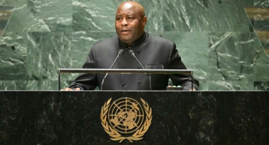 Burundi's President Evariste Ndayishimiye addresses the United Nations General Assembly on September 21, 2023.  By TIMOTHY A. CLARY AFPFile